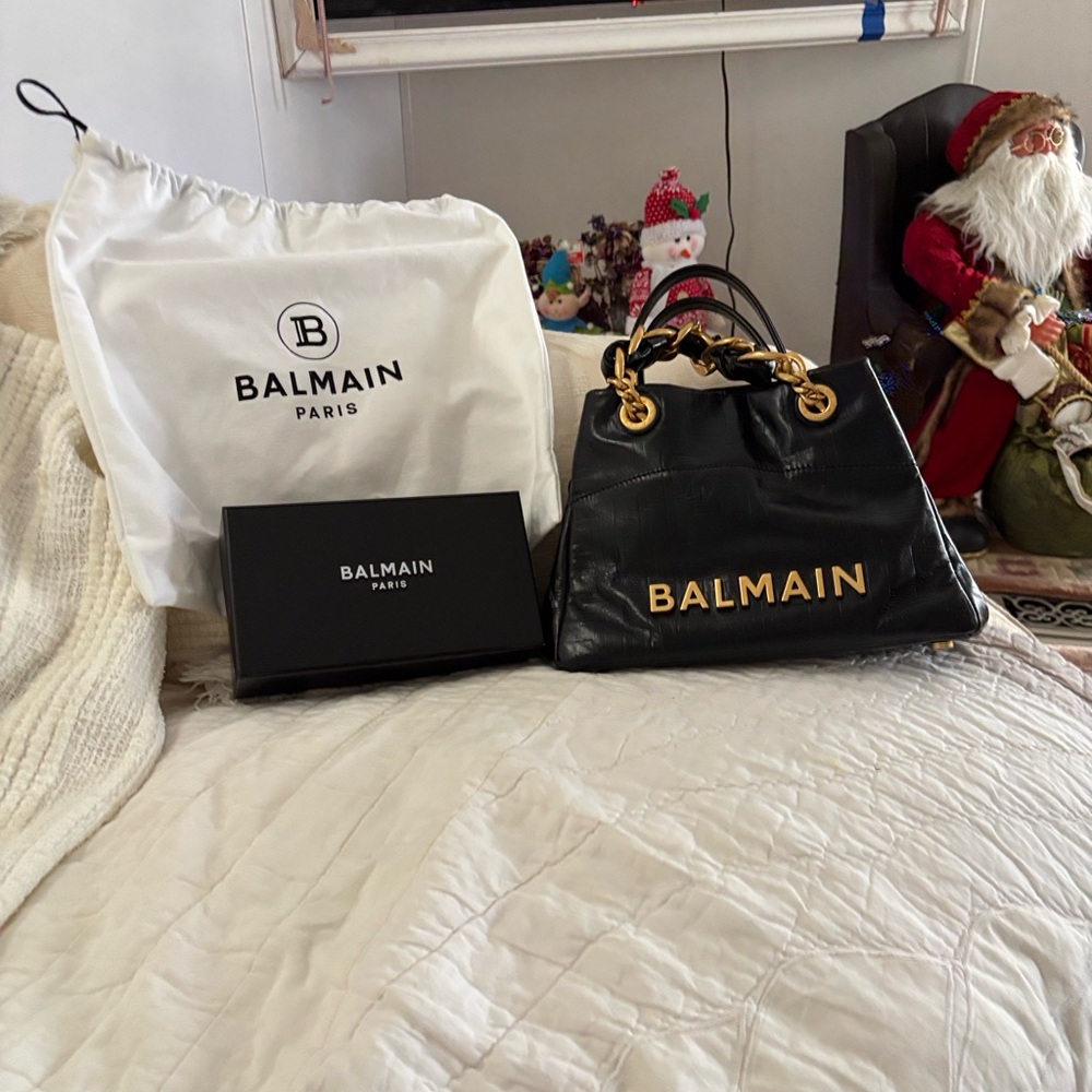 Balmain Black Tote with Gold Accents